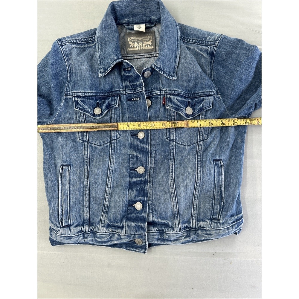 Womens Levi's Jeans Silver Label Denim Jacket Medium Whisker Fade Trucker Chic - Picture 5 of 8